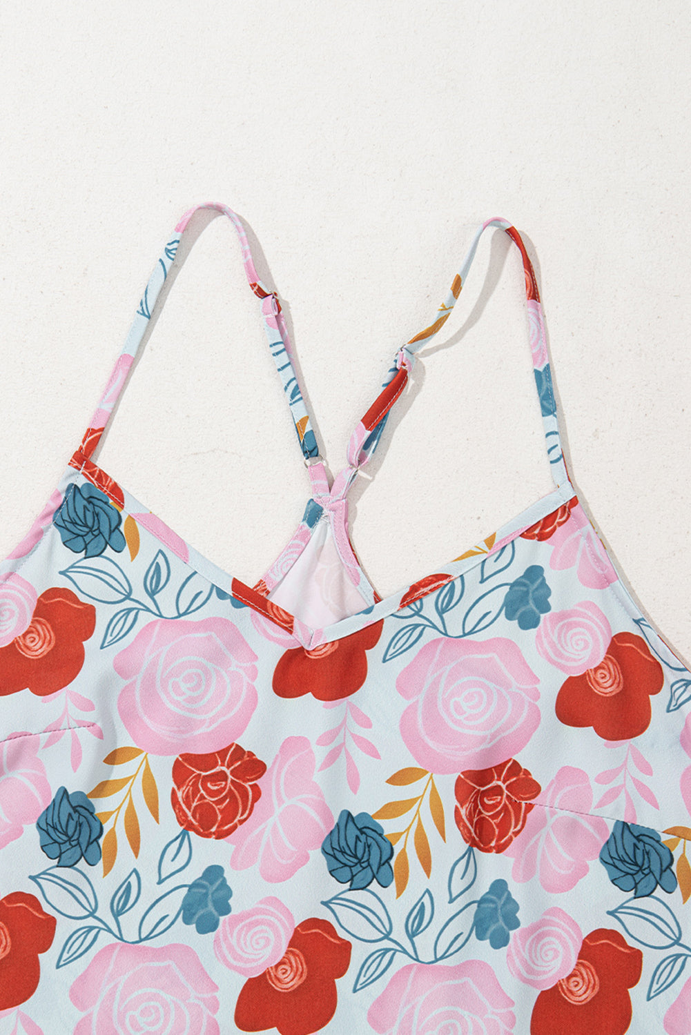 Multicolour Floral V Neck Cami Top and Ruffled Shorts Lounge Set