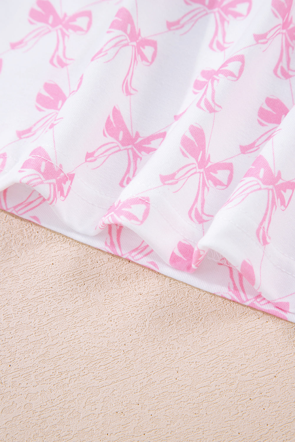 Pink Bow Print Long Sleeve Shirt and Pants Soft Pajama Set